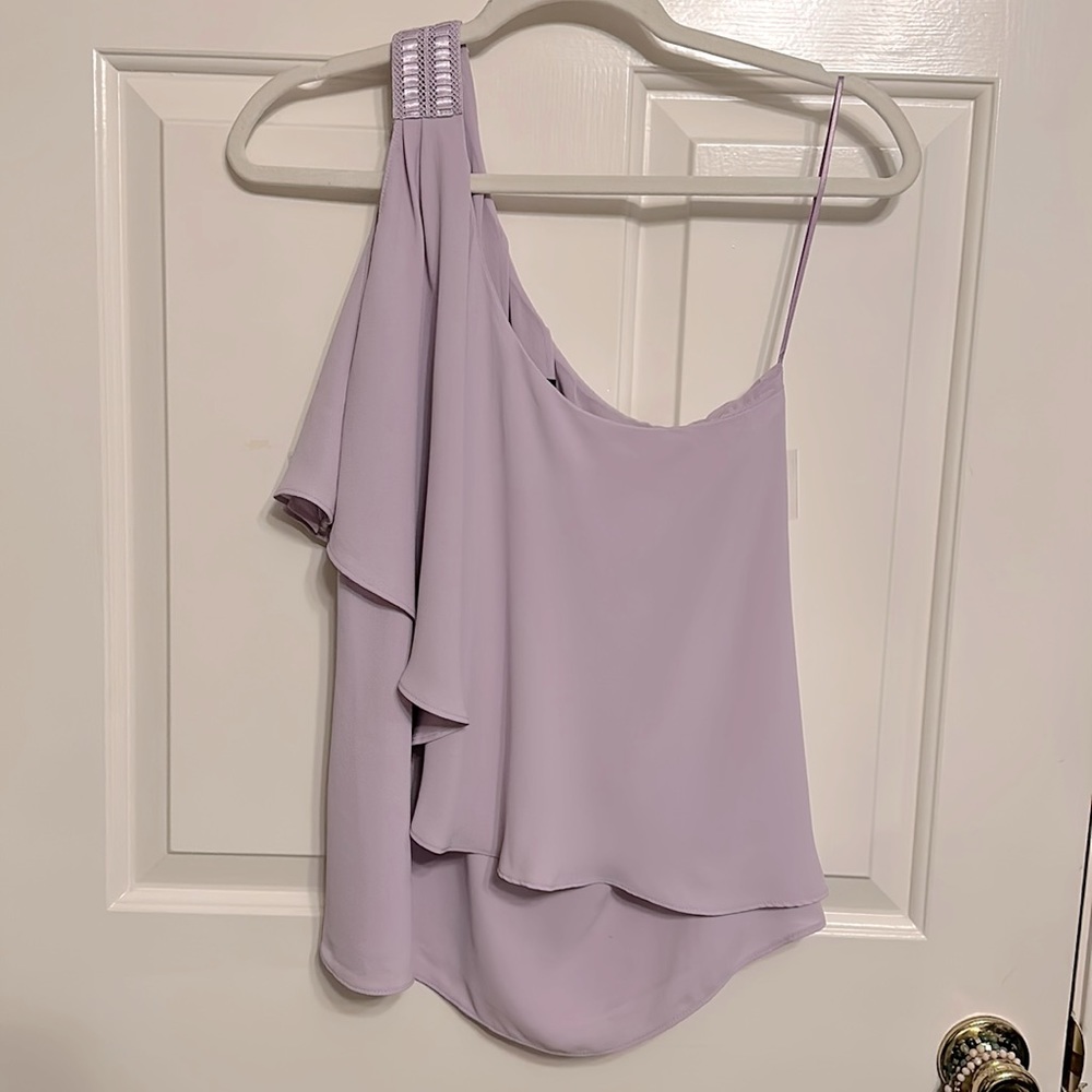 White House Black Market Light Purple One Shoulder Top NWT size 6